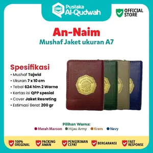 Al Qudwah Al Quran Saku An Na'im A7 Mushaf Tajwid Jaket Resleting Alquran Mini Tilawah Tajwid Kitab 604 Halaman 14x21cm
