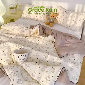 Selimut AC bermotif segar, bernapas musim panas, dapat dicuci mesin, tunggal asrama & ganda, selimut tipis ukuran tunggal untuk asrama pelajar dan ukuran ganda, selimut tipis