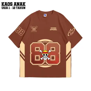 [Free Stiker Nama] Kaos Anak HYKIDS Motif Baseball OP Luffy Angka untuk usia 1-12 Tahun Laki-laki dan perempuan