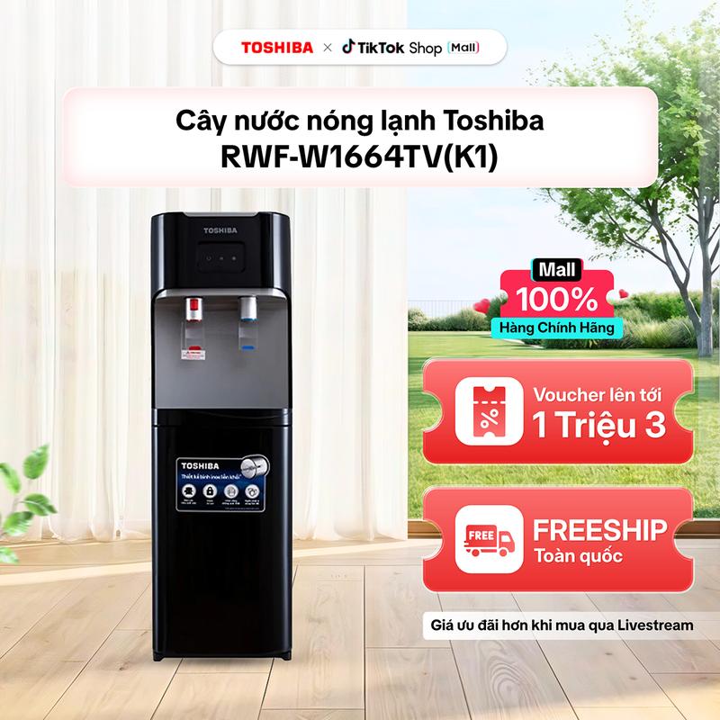 Cây nước nóng lạnh Toshiba RWF-W1664TV(K1) - Thiết kế bình inox liền khối đảm bảo không rò rỉ nước - Khóa trẻ em - Ngăn chứa ly rộng 20L- bảo hành 12 tháng - Chất lượng Nhật Bản