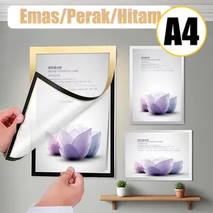 A4 Tempat Poster Magnetik Pvc Frame Poster Magnetik Tahan Multi-Fungsi Tahan Air Stike Display Brosur Foto Tempel Hiasan Ruang Tamu Dekorasi Kamar Tidur