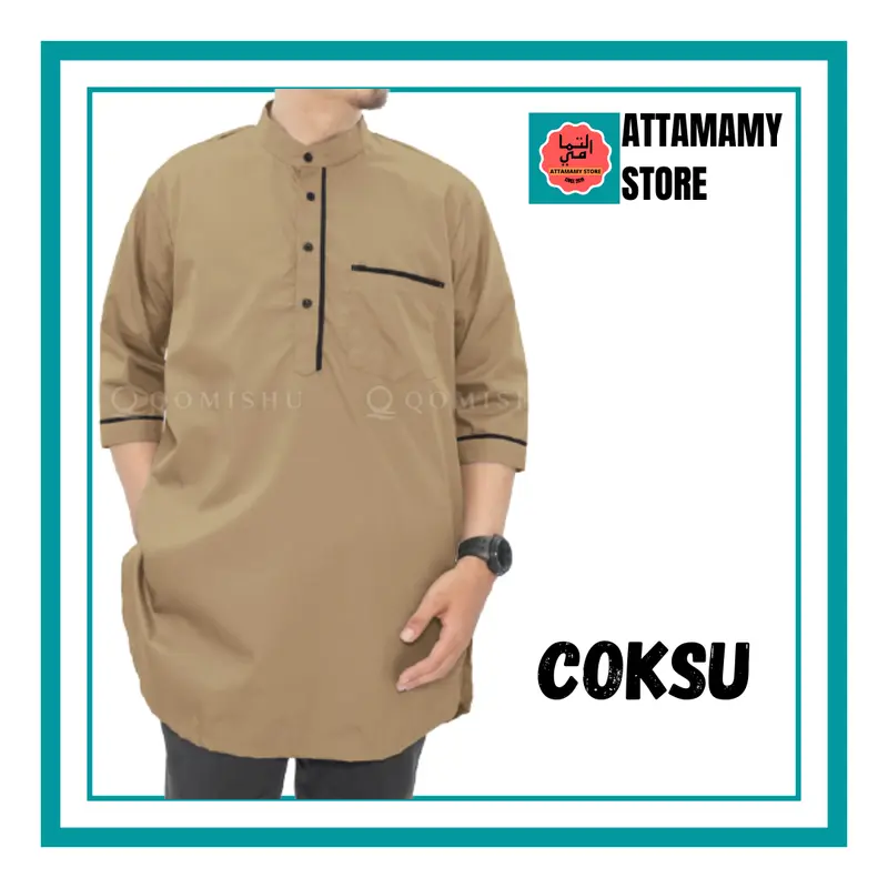 Baju Koko Kurta Pakistan Qomishu Original Bahan Katun Poplin Baju Taqwa Takwa Pria Dewasa 1