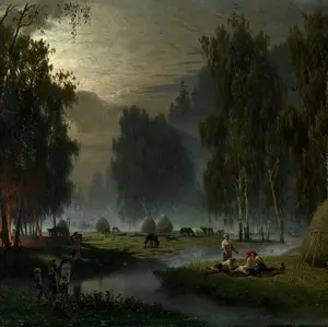 Lukisan Peter Aleksandrovich Sukhodolsky Reapers. Evening Rest Painting