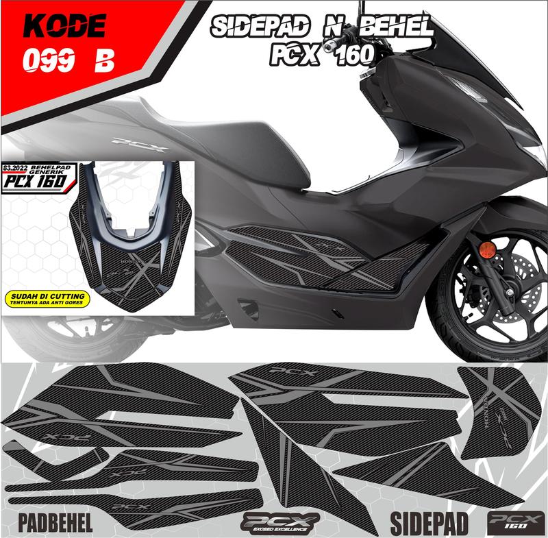 Sticker Sidepad Behel Full Set Honda PCX 160 Motif Karbon Kode 099 - Aksesori Motor Terbaik - Motorcycle 2