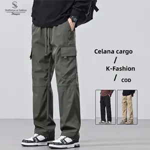 SUYX Celana Cargo Pria Korean Style Outdoor Celana Gunung Pria Celana Cargo Cool 2026 Hitam Panjang Kantong 5 Semi Formal Casual Kerja Bahan Polyester Durable Comfortable