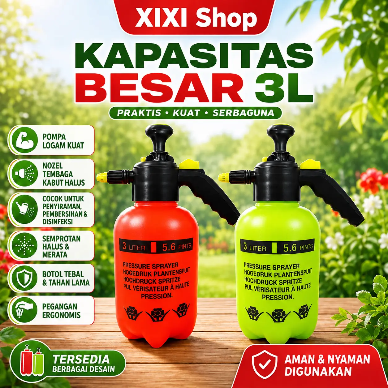 [COD] 3L Pressure Sprayer Semprotan Tekanan untuk Tanaman - Kapasitas 1L/2L/3L