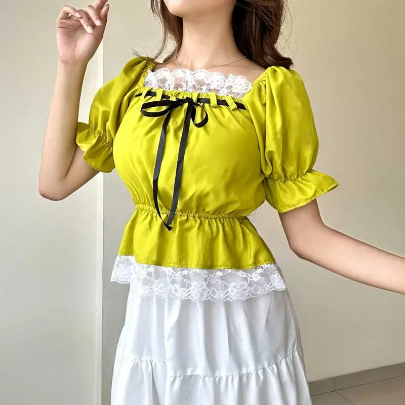 VAV - BERCIA TOP / ATASAN WANITA CROP LENGAN PENDEK KOREAN -PN 3