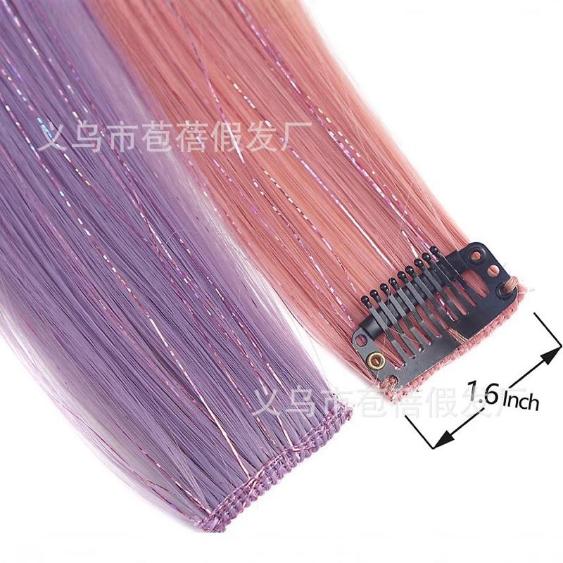  TG614  tóc giả hidden light có kim tuyến trang trí cho tóc ngày tết  có kẹp gắp dễ xài tóc ngắn tóc dài đều xài được phong cách wig women 