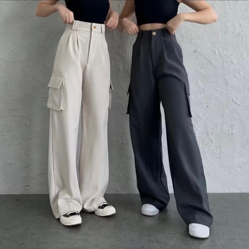 Celana Cargo anak perempuan Korean style 8-16 tahun Low waist katun drill Fashion 1
