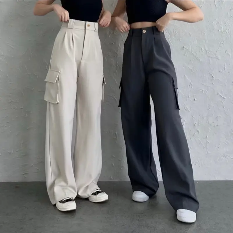 Celana Cargo anak perempuan Korean style 8-16 tahun Low waist katun drill Fashion 0