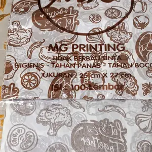 KERTAS NASI MOTIF/KERTAS PEMBUNGKUS NASI ALA KFC ISI 100 LEMBAR