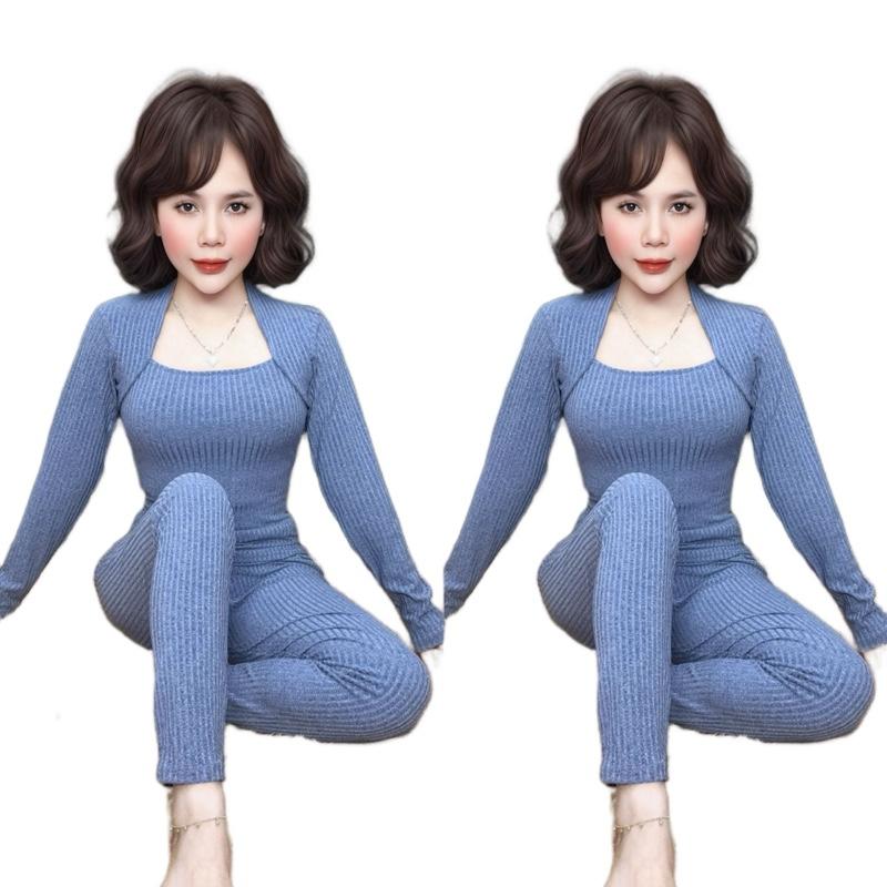 Set Bộ Cổ Nữ Hoàng Tay Dài Quần Baggy Chất Vải Gân Đũa Tiêu Size 35-90kg Đồ Bồ Nữ Top Women Sang Trọng Thoải Mái Chất Liệu Cao Cấp Giữ Dáng Vải Như Mới