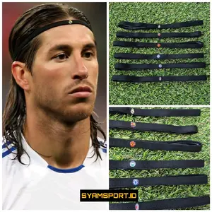 Headband Sport Pro Club Bola ANTI-SLIP Menyerap keringat Anti Bacterial Free Custom Logo Club | Mini Headband Sport | Ikat Rambut Olahraga | Bandana Olahraga