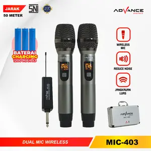 【COD】Advance MIC-403 Mic Double UHF Box Mic Alumunium Recharger Garansi Resmi 1 Tahun