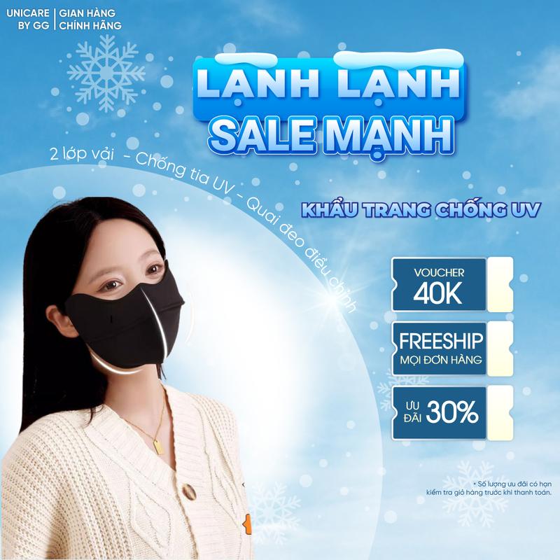    CHỐNG TIA UV   Khẩu Trang UV-Proof Unicare Có Gọng | Lụa Băng Mềm Mát | Chống Nắng Che Mặt | Siêu Thoáng Khí 
