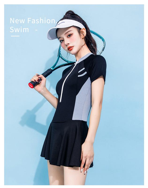 Product Introduction of Swimsuit 2024 New Student Skirt Vacation Hot Spring Fashion Sports Cover Belly Slimming One-Piece Swimsuit 6