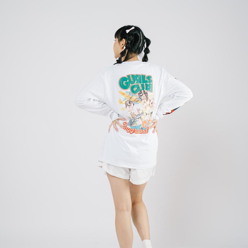 Gurls Club Long Sleeve - Playground | Katun Combed Distro Kaos Nyaman Panjang Putih Sablon Baju Tangan T-Shirt Hitam Pendek Polos Santai Rib 3