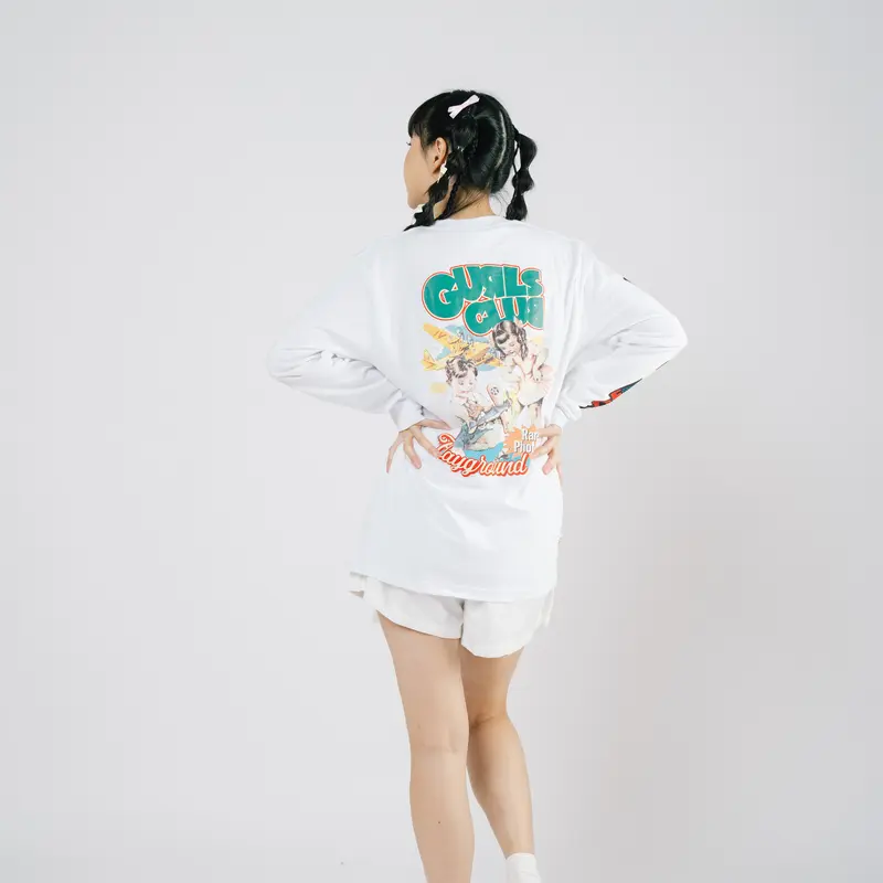 Gurls Club Long Sleeve - Playground | Katun Combed Distro Kaos Nyaman Panjang Putih Sablon Baju Tangan T-Shirt Hitam Pendek Polos Santai Rib 2