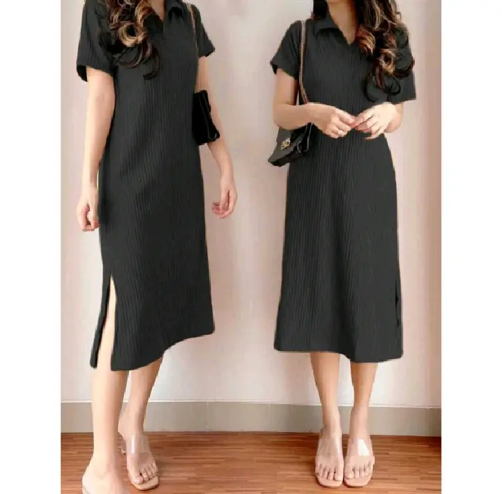 DRESS KNIT MATILDA KERAH MODEL KOREAN -DRESS WANITA REMAJA DEWASA JUMBO 5