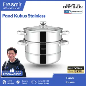 [XCLSV Ricky Halim] freemir Panci Kukus 2 Susun Stainless Steel 2 Level Pengukus 26 cm Serbaguna Steamer Perebus