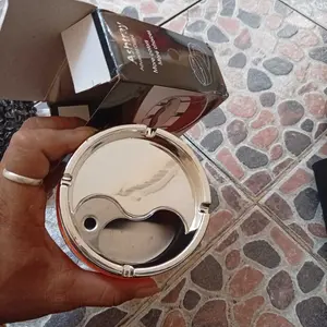 ROSIE Homeliving Asbak Putar Tutup Portable Rotation Enclosed Stainless Steel PVC Tahan Air Dilengkapi Dalam Bentuk Bulat Kecil Sedang Besar Berbagai Warna
