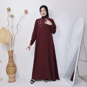 Sheena Dress Anti UV Gamis Wanita Muslim Remaja Dewasa Simple Mewah Abaya Polos Bordir Busui Friendly