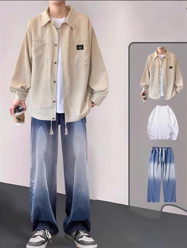 Áo Khoác Nhung Tăm Cổ Sơ Mi  1 Lớp Form rộng Sành Điệu  BẢO ĐĂNG Nam Menswear Jean Jacket