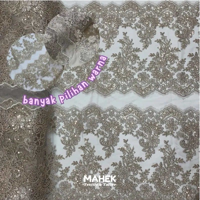 Tille Renda Pinggiran / Tile Payet Pinggiran / Lace Cord Payet / Renda / Untuk Kebaya Outer / Harga per 0,5M
