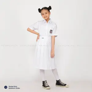 Primaragam Rok Sekolah Sd Putih Pendek Rempel Lipit Atas Ban Pinggang Karet
