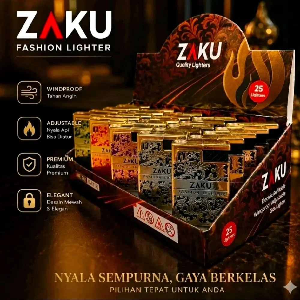 korek api gas nyala api bara model terbaru zaku gold crocodile bisa isi ...