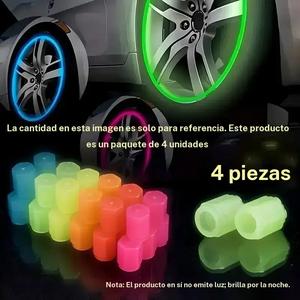 Set de tapas de válvula de llanta fluorescentes, 4 piezas por set, cubiertas de tallo que brillan en la noche para llantas de coche, tapas de válvula de llanta luminosas e impermeables para coche, cubiertas de tallo de bicicleta fluorescentes universales