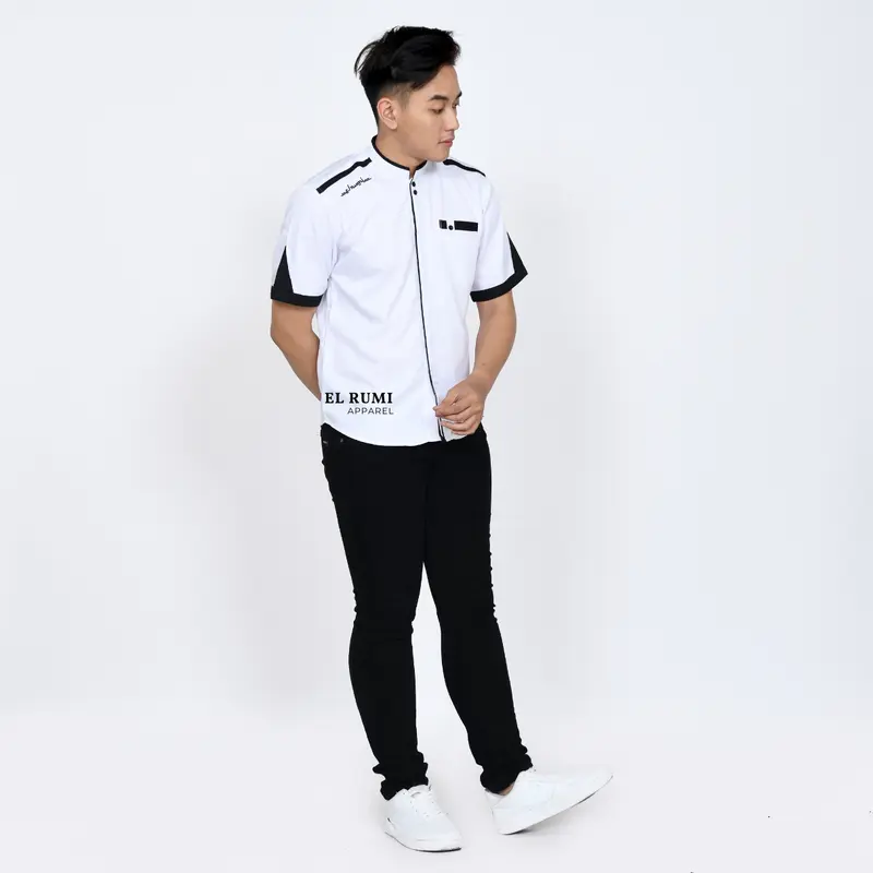 El rumi Kemeja Baju Koko Muslim Atasan Pria Dewasa Lengan Pendek Pria Motif Yusinsun Bahan Katun Toyobo Nyaman Katun 8