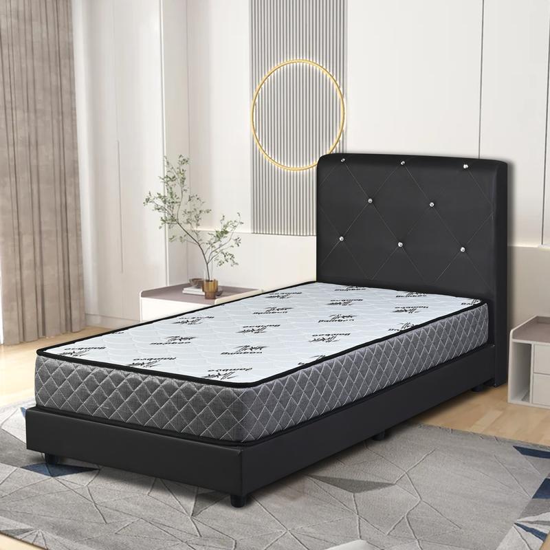 KT furniture: White/ Brown Single size PVC divan bed/bed frame - TikTok ...