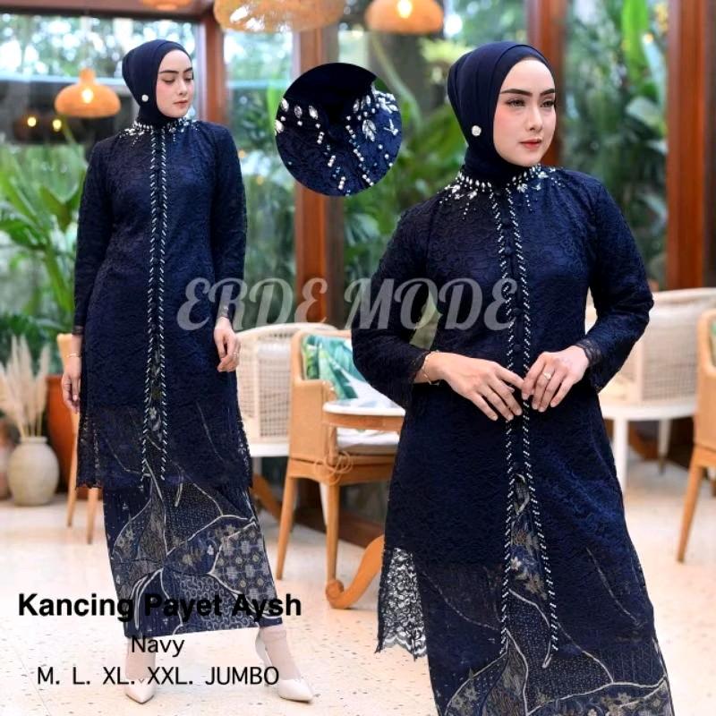 Setelan kebaya kancing brokat jumbo LD 130 mix rok plisket/kebaya tunik moderen 0