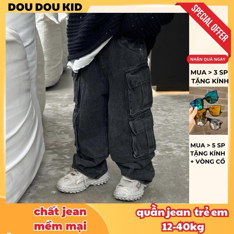 DOU DOU KID QJ01 Quần Jean Bé Trai 11-36kg Chất Jean Dày Dặn Phong Cách Cho Bé Trai 12-40kg Quần Jean Trẻ Em Túi Hộp Chất Chơi