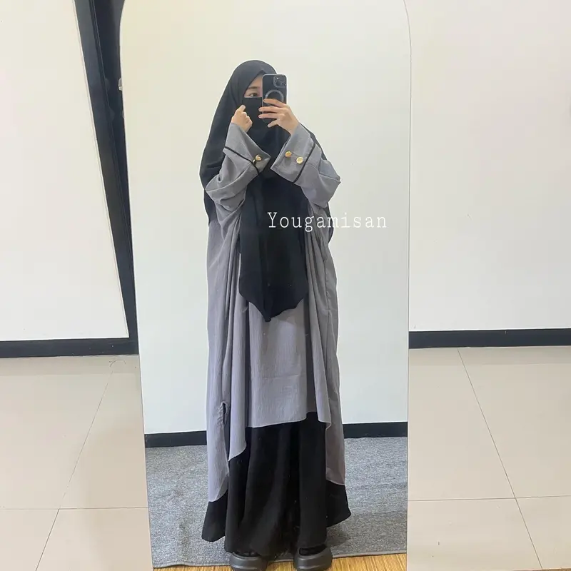 YOUGAMISAN-ADILA ONE SET ROK TUNIK HIJAB BERGO MALAYSIA FREE CADAR FASHION MUSLIM 2024 TRAND BAJU TUNIK ABAYA BATWING BIG SIZE JUMBO 3