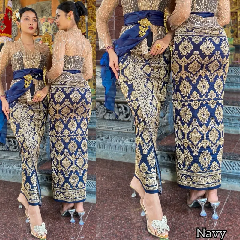 Kamen strait bordir benang metalic mas cendana gold ( kamen saja ) 3