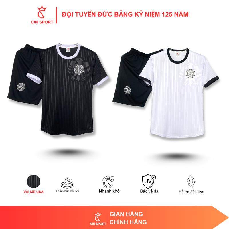 Top QUẦN ÁO BÓNG ĐÁ ĐỘI TUYỂN ĐỨC KỶ NIỆM 125 NĂM CHẤT VẢI THUN MÈ USA CAO CẤP, LOGO THÊU, ÁO DẬP VÂN NỔI 4D, CO GIẢN, THOÁNG KHÍ CAO. Trang Phục THỂ THAO NAM NỮ CIN SPORT