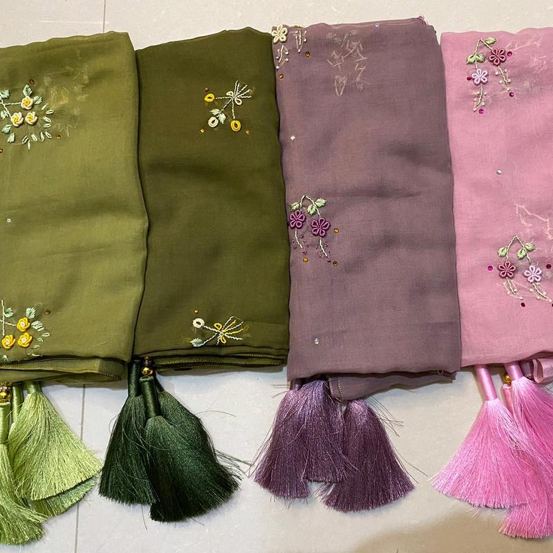 Jilbab Paris Sulam Permata Tassel Premium 5