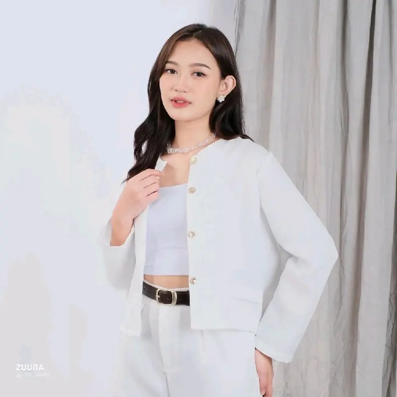 Crop Blazer Korean Style – Cardigan Outer Atasan Wanita | Premium Semi Wool Casual & Semi Formal Stylish 1
