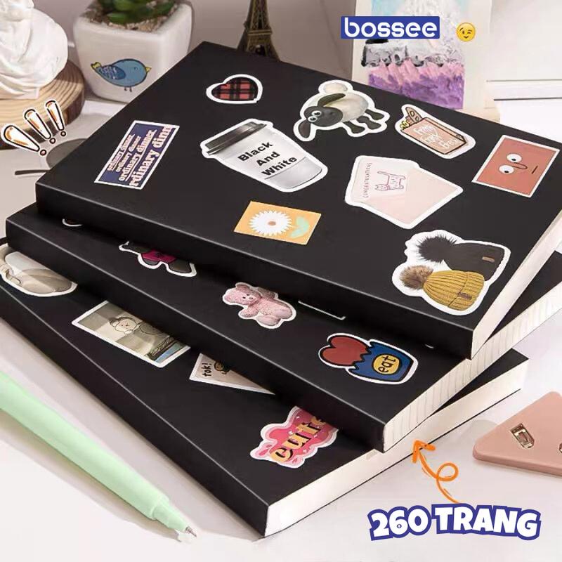   TẶNG STCIKER  Vở viết 260 trang bìa đen nâu tự thiết kế độc đáo cá tính riêng sổ kẻ ngang ô vuông caro giấy dày dặn không thấm mực vở  muji vở  500 giáo án  a4 