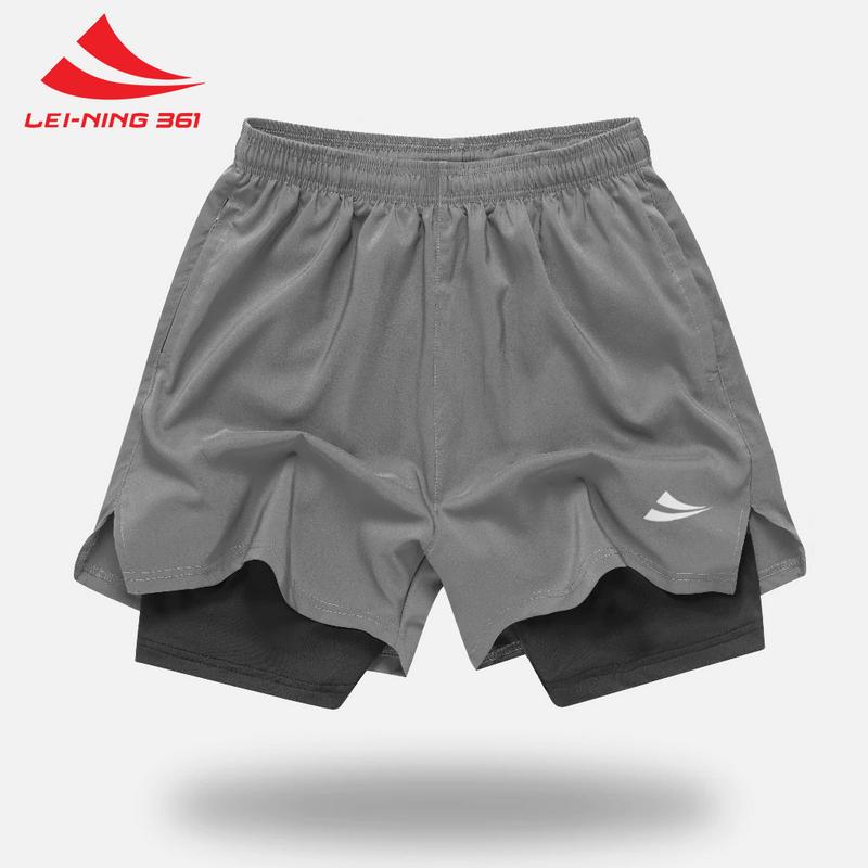 Quần Đùi Short Thể Thao Lei-Ning 361 Ngắn 2 Lớp Tập Gym Nam Xẻ V, Túi Zip Phù Hợp Chạy Bộ, Bơi - Quan2Lop.361
