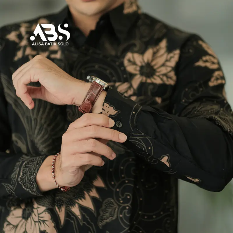ALISA BATIK SOLO | Motif Meliwis Hitam Kemeja Batik Solo Pria Lengan Tangan Panjang  Nyaman Modern Premium Full Furing Katun Prima Baju Fit Kain Katun Slim 3