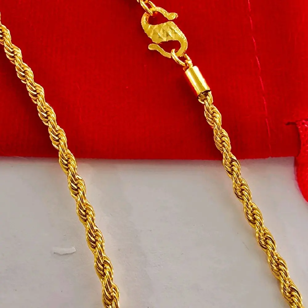 (Suasa Gold) Rope chain 70cm. width 0.3. engraved on s hook permanent bracelet ropechain gold
