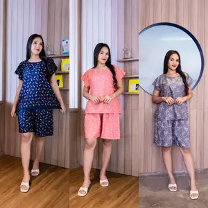100rb 3pcs Setelan Baby Doll Jumbo Baju Tidur Rayon Adem Nyaman All Size Lingkar Dada 125cm Muat BB 40-85kg Celana Pendek Wanita Motif Panjang 50cm LD 125 Paket Hemat 100 RB Dapat 3 Pcs BB 45-80kg