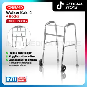 ONEMED - WALKER + Roda Aluminium FS 912L | Dorong + Angkat