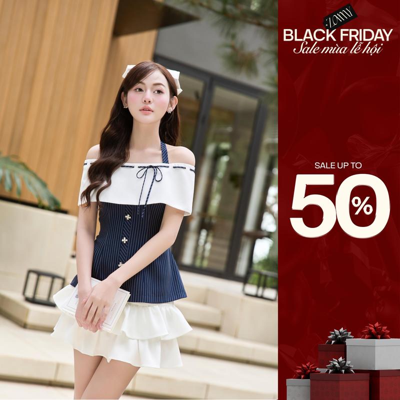 ZAMYSHOP - Áo TK trễ vai kẻ đan dây áo kiểu nữ đẹp tiểu thư áo sơ mi nữ kiểu mới nhất 2025