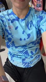 Product Review of MANIAK Baju Olahraga Lengan Pendek Wanita Corak Motif Atasan Senam Running Lari Zumba Gym Fitnes (MP02 S/S) from S**😍 0