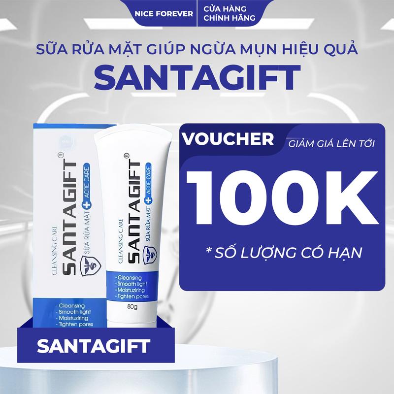 Sữa rửa mặt dưỡng ẩm làm sáng da trị thâm ngừa mụn Santagift 80g chuyên dụng cho tất cả các loại da phù hợp cho nam và nữ | Nice Forever hàng chính hãng