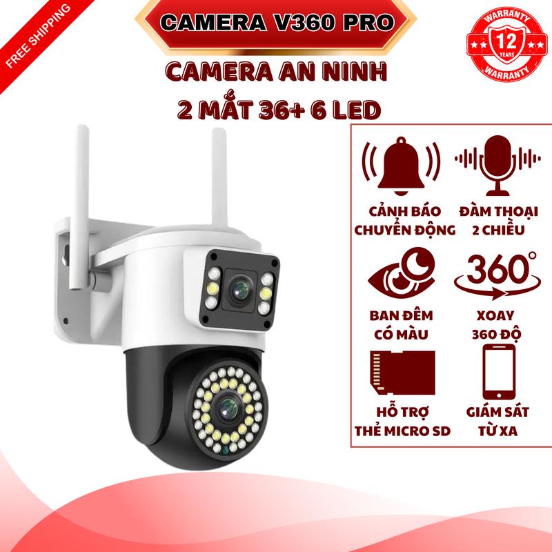 Camera An Ninh 2 Mắt 36+6 Led Phát Hiện Chuyển Động